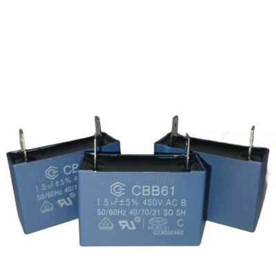 China 1.5uF 400V 450V CBB61 Motor Run Capacitor Ceiling motor Fan Start AC With terminals SH-450VAC-1.5mfd for sale