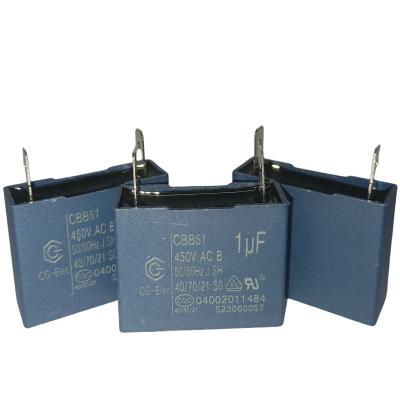 China CBB61 Electrical Power Relay Connecting Capacitor 1.0uf 450V With terminals-Air Conditioner Fan Capacitor for sale