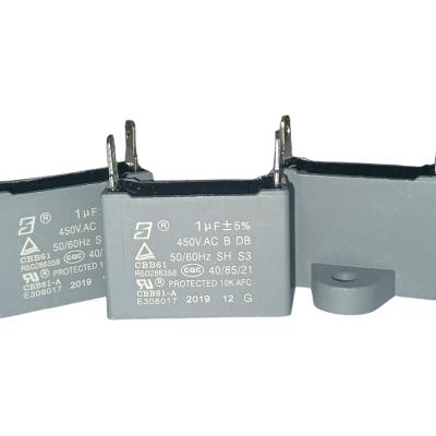 China CBB61 450V 1.0mfd Air Conditioner Fan Explosion Proof Capacitor 187 Terminal for sale