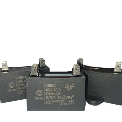 China 4.0mfd Air Conditioner Fan Capacitor CBB61 450V With 2+2 Quick-Connect Terminals for sale