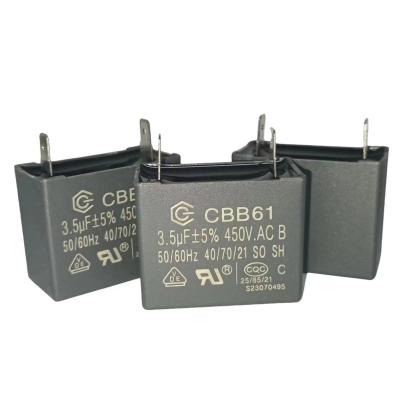 China High Speed Air Conditioner Fan Capacitor CBB61 450V 3.5mfd 10000 Hours Lifetime For Fans for sale