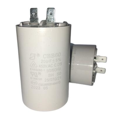 중국 20mfd 450v 물 펌프 모터 콘덴시터 CBB60 250 터미널 물 펌프 콘덴시터 판매용