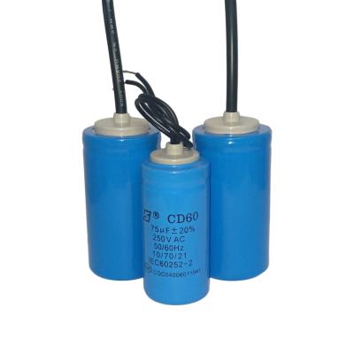 China AC Motor Capacitor  Water Pump CD60 Run Start Capacitor 75Uf 250V for sale