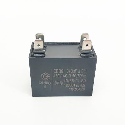 China 3+3uF 450v CBB61 Air Conditioner  Capacitor Ceiling Fan Capacitor for sale