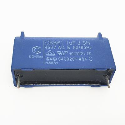 China CBB61 450V 1mfd Air Conditioner Fan Capacitor Tinned Copper Pin 10000 Hours for sale