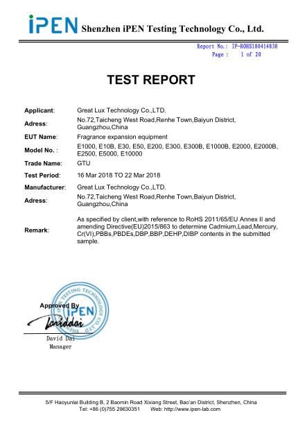 ROHS test report - GreatLux Technology Co., Ltd