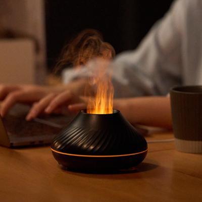 China Dropshipping Newest RGB Light Flame Aroma Diffuser 130Ml 3d Colorful Flame Humidifier Fire Volcano Diffuser Dropshipping for sale
