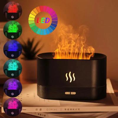 China 180ML Colorido Cambiable USB Humidificador de efecto de llama Simulación de fuego de aceite esencial Difusor de aroma mudo inteligente con luz RGB en venta