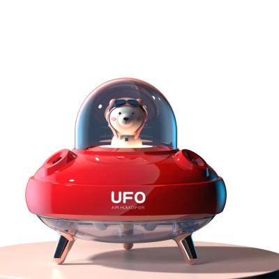 China 400ML Cute Design UFO Luftbefeuchter Doppelspray-Feuchtigkeitslösung Ruhiger Wiederaufladbarer USB-Feuchtigkeitslöscher mit bunten Nachtlichtern zu verkaufen