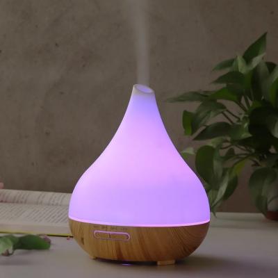 China 400ml Capacity Mini Aroma Oil Diffuser Wooden Aromatherapy Machine Quiet Remote Control Aroma Diffuser with LED Light for sale