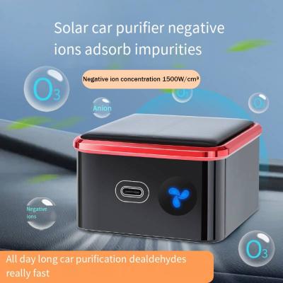 China Car Mounted Solar Air Purifier Negative Ion Ozone Dual Air Purification for sale