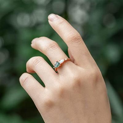 中国 Natural Moss Agate Opal Moissanite Stone Ring Unique For Engagement Wedding 販売のため