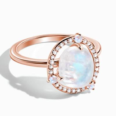 China Solid 925 Sterling Silver 18K Gold Plated Ring Vintage Moonstone Ring Best Style Sliver Factory Jewelry en venta