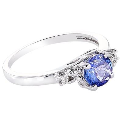 China Anel Sterling Silver Ring Jewelry de JewelersClub Tanzanite do projeto da flor com Diamond Accent branco à venda