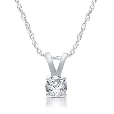China 1/5ct Round CZ Solitaire Pendant Necklace 14K White Gold for sale