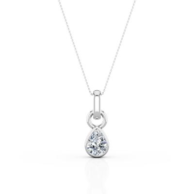 China Diamante do corte da pera de 0,33 quilates - solitário - colar do pendente do ajuste da moldura - ouro 10K branco à venda