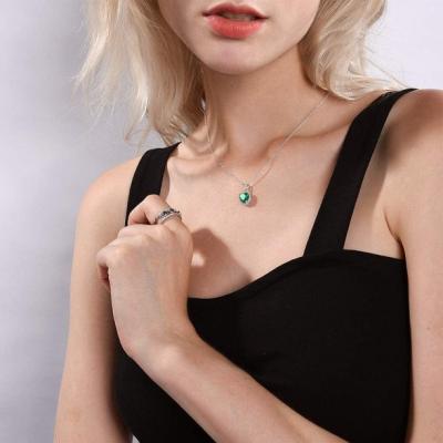 China 6.06 Carat TCW Heart Cut Gemstone Created Emerald 925 Sterling Silver Necklace Pendant with free 18 Chain for sale