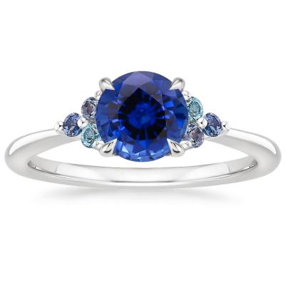 China Sapphire Indigo Melody RingSet with 6mm Premium Blue Round Sapphire for sale