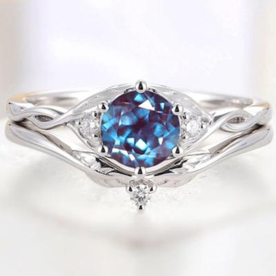 China Classic Jewelry 925 Sterling Silver Gold Plated Ring Alexandrite Fine Jewelry Wholesale Girl Jewelry Set for sale