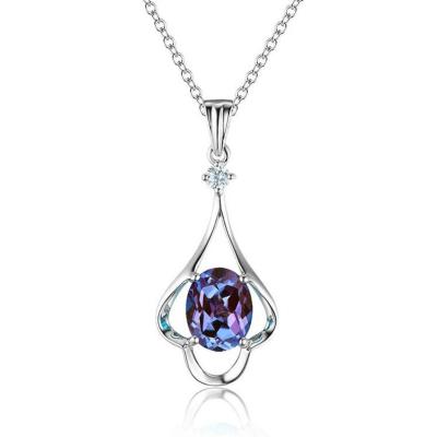 China 925 Sterling Silver Color Changing Alexandrite Pendant Unique Alexandrite Necklace For Women for sale