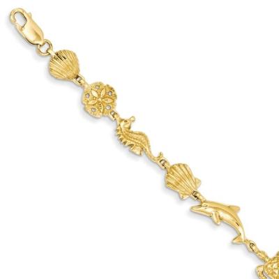 China 14kt Yellow Gold Sea Life Bracelet 7 Inch Seashore Fine Jewelry Ideal Gifts For Women Gift Set From Heart zu verkaufen