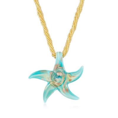 China Italian Turquoise Murano Glass Starfish Necklace with 18kt Gold Over Sterling for sale