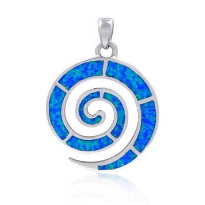 China 925  With Sterling Silver Greek  Key    Meander  Spiral Opal  Pendant Womens  Created Rainbow Opal Cocktail  Pendant for sale