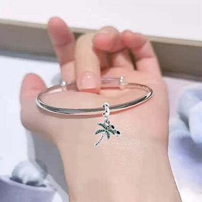 China Chili Jewelry Coconut Palm Tree with Sunglasses Holiday Beach Charm Compatible with Pandora Charms Bracelets for sale