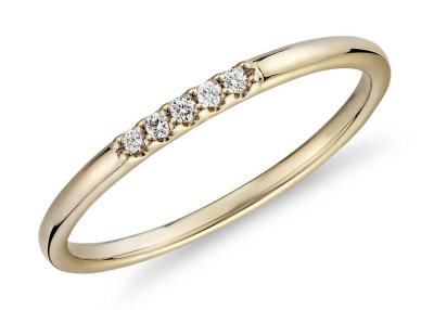 China 0.05ct 5pcs 9K Gold Ring 2MM with Natural Diamond for Engagement ODM for sale