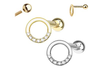 China 0.126ct 14k Gold Diamond Cartilage Earrings , 14pcs Piercing helix earrings OEM for sale