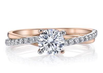 Chine 2 diamant 0.81ct de Ring With 6mm Moissanite d'argent de Tone Color 9K à vendre