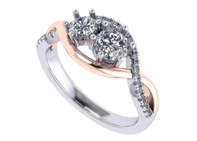 China Round Cut 9K Silver Ring 9 Carat Romantic 2 Tone Color ODM For Wedding for sale