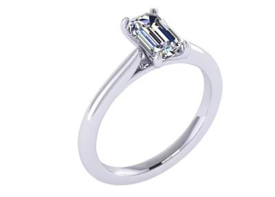 China 1.05 Ct 14K Solid Gold Jewellery , Emerald Cut Diamond Engagement Rings EM7.86×2.89MM for sale