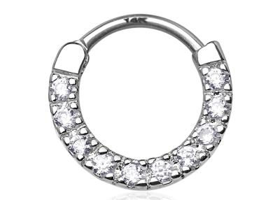 中国 継ぎ目が無いHinged Cartilage Clicker Ring、14k White Gold Nose Ring 販売のため