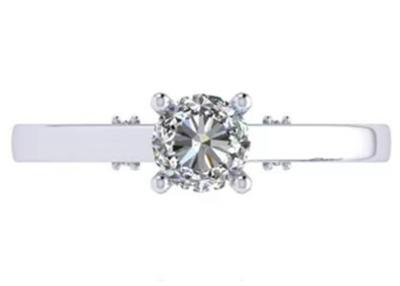 Chine Griffe plaçant l'anneau de mariage de l'or 18k blanc, coupe brillante ronde Diamond Ring de la surface intérieure brute 5.35mm à vendre