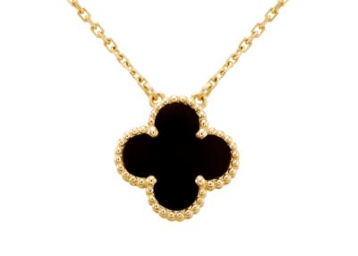China Black Onyx 18k Solid Gold Necklace 10mm Size Prong Setting Type for sale