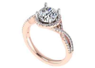 China Claridad de la media del corte redondo 18K Rose Gold Ring For Engagement S11 SI2 VS1 en venta