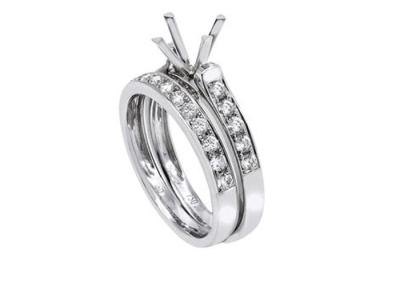 China Double Round Shape Engagement Ring , 0.72ct 18K White Gold Ring OEM ODM for sale
