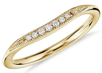 China Tiny Dainty 14K Yellow Gold Ring , Diamond Stacking Rings 2mm 1.5mm 1.3mm Size for sale