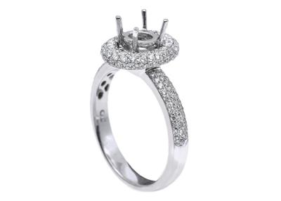 China 18k White Gold Semi Mount Jewelry ring With 1-1.1mm 0.45ct Natural Diamonds for sale