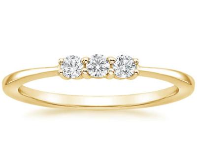 中国 石Size 3mm 14K Yellow Gold Jewelry、3 Stone Engagement Ring Claw Setting Type 販売のため