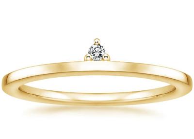 China 0.02ct 2mm Yellow Gold Solitaire Engagement Ring Claw setting Type for sale