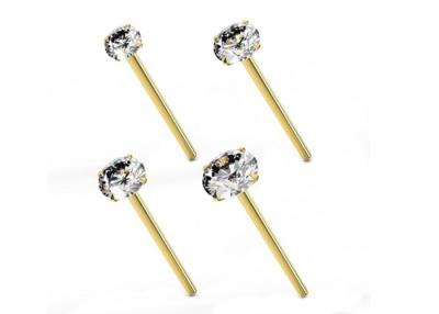 China Thickness 0.6mm 18K Gold Nose Piercing with 1.25-3.0mm Diamonds for sale