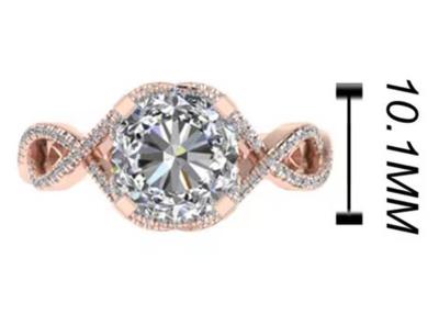 China Corte redondo brilhante do ODM 18K Rose Gold Ring 9mm para o presente de casamento à venda