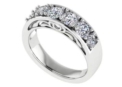 China Aneis de noivado do ouro branco de corte de círculo, 6pcs 4.1mm VS1 Diamond Wedding Rings real à venda