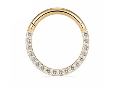 China Perno prisionero de la nariz del oro 18k del diámetro 9m m 11m m, diamantes naturales de Ring Piercing With 0.14ct de la nariz en venta