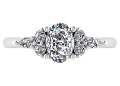 China OEM Diamond Engagement Ring oval, tamanho redondo do anel de ouro branco 7.19x5.15x3.17mm à venda