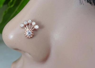 China diamante 0.05ct de 18K Rose Gold Nose Ring With para o ODM diário do OEM do desgaste à venda