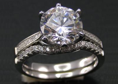China Corte brillante Diamond Ring 1.25CT, 18k oro blanco Ring Set For Women de la ronda 1PCS en venta