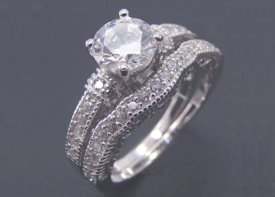 Κίνα 2 γαμήλια δαχτυλίδια δέσμευσης διαμαντιών καρατιού γύρω από το ODM cOem μορφής προς πώληση